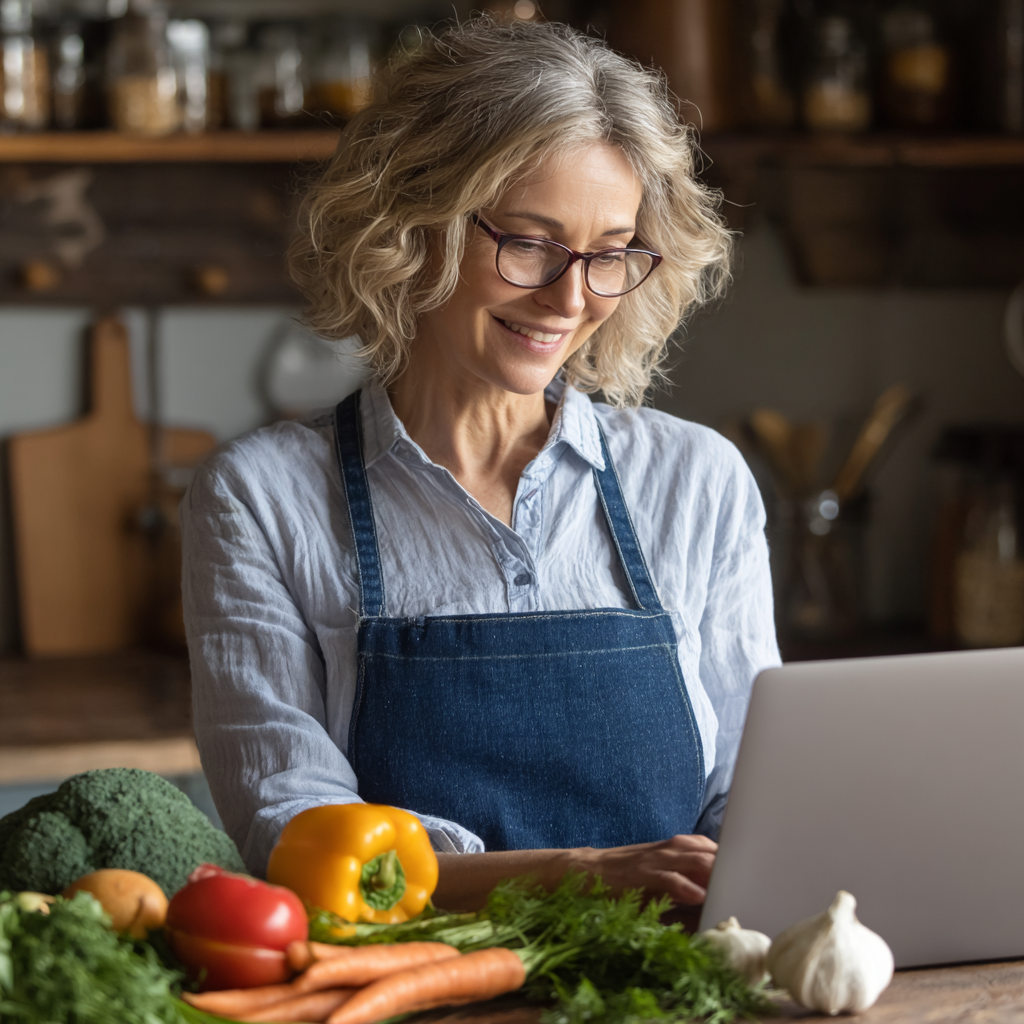 Professional nutritionist creating personalized meal plans for middle-aged adults